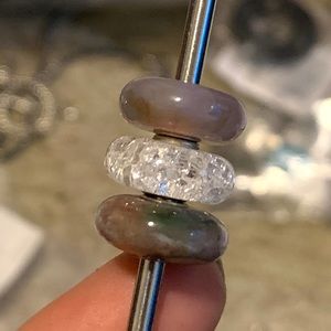 Mountain Crystal/Two Fantasy Jasper Trollbeads